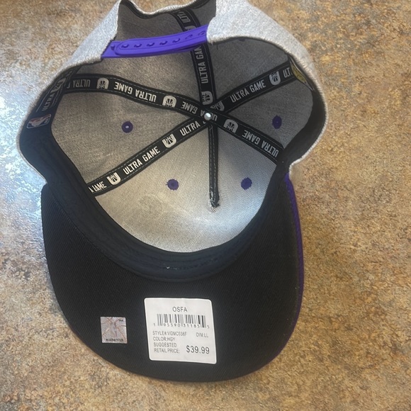 NBA Ultra Game Snap Back Los Angeles Lakers Grey Hat w Lakers Logo Print - Picture 5 of 5